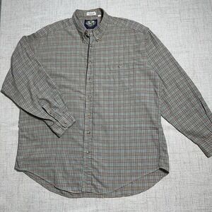Vintage Sero Shirtmakers Long Sleeve Men Size XL Plaid Made In USA 100% Cotton
